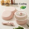 image:imageCeramic Pots and Pans Set Non Stick Nonstick Kitchen Cookware Sets Non Toxic Pots and Pans Set Non Stick PFAS PFOA amp PTFE Free Detachable Handle Pots and Pans 6 Piece RV Cookware Pink