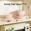 image:imageRedchef Ceramic Cookware Set with Detachable Handles Pink amp Green 16Pcs Pans and Pots Set Nonstick Induction Dishwasher Oven Safe Kitchen Cooking Set PFAS PFOA amp PTFE Free