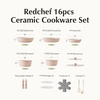 image:imageRedchef Ceramic Cookware Set with Detachable Handles Pink amp Green 16Pcs Pans and Pots Set Nonstick Induction Dishwasher Oven Safe Kitchen Cooking Set PFAS PFOA amp PTFE Free