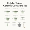 image:imageRedchef Ceramic Cookware Set with Detachable Handles Pink amp Green 16Pcs Pans and Pots Set Nonstick Induction Dishwasher Oven Safe Kitchen Cooking Set PFAS PFOA amp PTFE Free