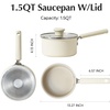 image:imageRedchef Ceramic Nonstick Saucepan with Lid Small Cooking Pot Non Toxic Sauce Pans for Kitchen Cool Handle PFAS Free Compatible with All Cooktops White Green15QT