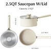 image:imageRedchef Ceramic Nonstick Saucepan with Lid Small Cooking Pot Non Toxic Sauce Pans for Kitchen Cool Handle PFAS Free Compatible with All Cooktops White 253QT
