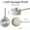image:imageRedchef Ceramic Nonstick Saucepan with Lid Small Cooking Pot Non Toxic Sauce Pans for Kitchen Cool Handle PFAS Free Compatible with All Cooktops White Green15QT