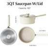 image:imageRedchef Ceramic Nonstick Saucepan with Lid Small Cooking Pot Non Toxic Sauce Pans for Kitchen Cool Handle PFAS Free Compatible with All Cooktops White 253QT