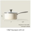 image:imageRedchef Ceramic Sauce Pan with Lid 18QT Small Saucepan Nonstick Cooking Pot with StayCool Handle Kitchen Non Toxic Soup Pot PTFE amp PFOA Free Oven Dishwasher Safe Compatible All StovetopsBeigeBeige