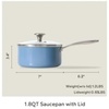 image:imageRedchef Ceramic Sauce Pan with Lid 18QT Small Saucepan Nonstick Cooking Pot with StayCool Handle Kitchen Non Toxic Soup Pot PTFE amp PFOA Free Oven Dishwasher Safe Compatible All StovetopsBeigeBlue