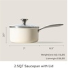 image:imageRedchef Ceramic Sauce Pan with Lid 25QT Small Saucepan8 inch Nonstick Frying Pan Skillet Non Toxic with Stay Cool Handle for Induction PTFE amp PFAS amp PFOA Free DishwasherOven Safe Beige White