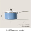 image:imageRedchef Nonstick Ceramic Sauce Pan with Lid 25QT Ceramic Frying Pan Set with Tempered Glass Lids8 95 11 Dishwasher amp Oven Safe Induction Safe Compatible with All Cooktops Blue