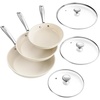 image:imageRedchef Nonstick Cookware Sets Frying Pan Set with Tempered Glass Lids StayCool Handles Dishwasher amp Oven Safe Compatible with All Cooktops Beige
