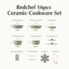 image:imageRedchef Pans and Pots Set Nonstick Ceramic Cookware Set with Detachable Handles 16Pcs Induction Dishwasher Oven Safe Kitchen Cooking Set PFAS PFOA amp PTFE Free PinkGreen
