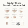 image:imageRedchef Pans and Pots Set Nonstick Ceramic Cookware Set with Detachable Handles 16Pcs Induction Dishwasher Oven Safe Kitchen Cooking Set PFAS PFOA amp PTFE Free PinkPink