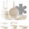 image:imageRedchef 16pcs5pcs Ceramic Pots and Pans Set Non Stick Nonstick Kitchen Cookware Set with Detachable Handle Non Toxic PFAS PFOA amp PTFE Free RV Ceramic Cookware Set for Camping DishwasherOven Saf