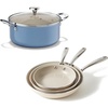 image:imageRedchef 5 QT Ceramic Stock Pot with Lid 8 95 11 Ceramic Frying Pan Set PFAS amp PTFE amp PFOA Free with Stay Cool Handle Dishwasher amp Oven Safe