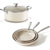 image:imageRedchef 5 QT Ceramic Stock Pot with Lid 8 95 11 Ceramic Frying Pan Set PFAS amp PTFE amp PFOA Free with Stay Cool Handle Dishwasher amp Oven Safe Beige