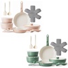 image:imageRedchef Ceramic Cookware Set with Detachable Handles Pink amp Green 16Pcs Pans and Pots Set Nonstick Induction Dishwasher Oven Safe Kitchen Cooking Set PFAS PFOA amp PTFE Free