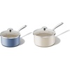 image:imageRedchef Ceramic Sauce Pan with Lid 25QT35QT Blue amp White Saucepans Set Nonstick Cooking Pot Set with StayCool Handle Non Toxic Small Pot PTFE amp PFOA Free Oven Dishwasher Induction Safe