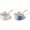 image:imageRedchef Ceramic Sauce Pan with Lid 35QT White amp Blue Saucepans Set Nonstick Cooking Pot Set with StayCool Handle Non Toxic Small Pot PTFE amp PFOA Free Oven Dishwasher Induction Safe