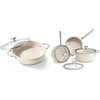 image:imageRedchef Ceramic Stock Pot Braiser Nonstick Rondeau Pot Induction Cooking Pot with Glass lid Even Heating Stay Cool Handles OvenDishwasher Safe PFAS Free Beige