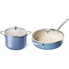 image:imageRedchef Ceramic Stock Pot and Saute Pan with Lids Nonstick Cooking Set for All Stoves Even Heating StayCool Handles Oven and Dishwasher Safe PFOA and PFAS Free Blue