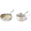 image:imageRedchef Nonstick Ceramic Cookware Set 5QT Ceramic Saute Pan 35QT Sauce Pan With Lid Small Cooking Set Kitchen Non Toxic Pan and Soup Pot PFASFree Oven amp Dishwasher Safe All StovetopsBeige