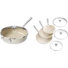 image:imageRedchef Nonstick Cookware Sets Frying Pan Set with Tempered Glass Lids StayCool Handles Dishwasher amp Oven Safe Compatible with All Cooktops Beige