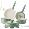 image:imageRedchef Pans and Pots Set Nonstick Ceramic Cookware Set with Detachable Handles 16Pcs Induction Dishwasher Oven Safe Kitchen Cooking Set PFAS PFOA amp PTFE Free PinkGreen