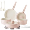 image:imageRedchef Pans and Pots Set Nonstick Ceramic Cookware Set with Detachable Handles 16Pcs Induction Dishwasher Oven Safe Kitchen Cooking Set PFAS PFOA amp PTFE Free PinkPink
