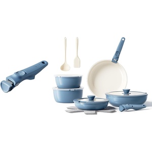 image:imageRedchef 17pcs Ceramic Pots and Pans Set Non Stick Nonstick Kitchen Cookware Set with Detachable Handle Non Toxic PFAS PFOA amp PTFE Free RV Ceramic Cookware Set for Camping DishwasherOven Saf