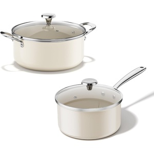 image:imageRedchef 5 QT Ceramic Stock Pot with Lid 35QT Small Saucepan StayCool Handles Compatible All Stovetops PFAS PFOA amp PTFE Free Beige