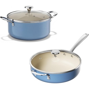 image:imageRedchef 5 QT Ceramic Stock Pot with Lid 5QT Ceramic Saute Pan StayCool Handles Dishwasher amp Oven Safe PFAS PFOA amp PTFE Free Blue
