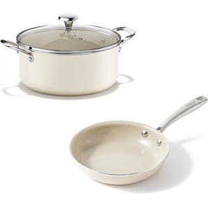 image:imageRedchef 5 QT Ceramic Stock Pot with Lid 8 inch Cooking Pan Non Toxic with Stay Cool Handle for Induction DishwasherOven Safe PFAS PFOA amp PTFE Free Beige