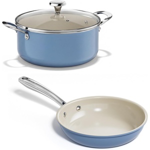 image:imageRedchef 5 QT Ceramic Stock Pot with Lid 8 inch Cooking Pan Non Toxic with Stay Cool Handle for Induction DishwasherOven Safe PFAS PFOA amp PTFE Free Blue