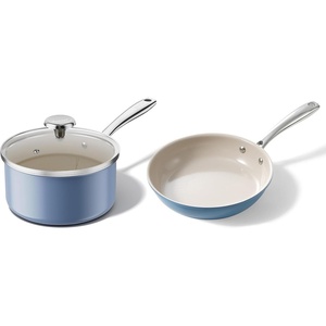 image:imageRedchef 8inch Nonstick Ceramic Sauce Pan With Lid And 95inch Nonstick Frying Pan Skillet