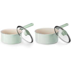 image:imageRedchef Ceramic Nonstick Saucepan with Lid Small Cooking Pot Non Toxic Sauce Pans for Kitchen Cool Handle PFAS Free Compatible with All Cooktops Green 15QT3QT