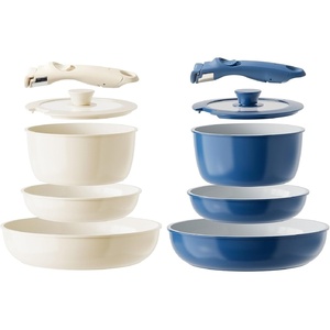 image:imageRedchef Ceramic Pots and Pans Nonstick Kitchen Cookware Non Toxic Pots and Pans Non Stick PFAS PFOA amp PTFE Free Detachable Handle 10 Piece Set BeigeBlue RV Cookware