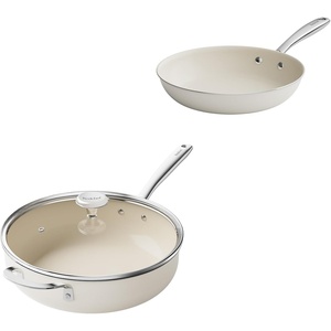 image:imageRedchef Ceramic Pots and Pans Set Non Stick 3Pcs Nonstick Ceramic Frying Pan Set Deep Saute Pan with Lid 5QT Jumbo Cooker with Helper Handle amp Lid 8 Inch Non Stick Skillet PFAS PFOA amp PTFE Free