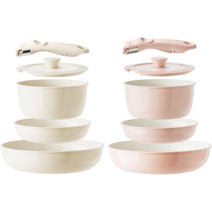 image:imageRedchef Ceramic Pots and Pans Set Nonstick Kitchen Cookware Sets Non Toxic Pots and Pans Set Non Stick PFAS PFOA amp PTFE Free Detachable Handle Pots and Pans 10 Piece BeigePink RV Cookware