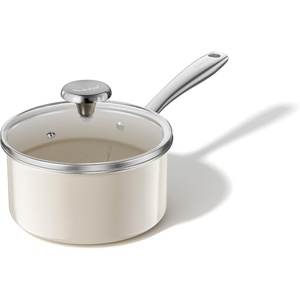 image:imageRedchef Ceramic Sauce Pan with Lid 18QT Small Saucepan Nonstick Cooking Pot with StayCool Handle Kitchen Non Toxic Soup Pot PTFE amp PFOA Free Oven Dishwasher Safe Compatible All StovetopsBeigeBeige
