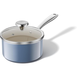image:imageRedchef Ceramic Sauce Pan with Lid 18QT Small Saucepan Nonstick Cooking Pot with StayCool Handle Kitchen Non Toxic Soup Pot PTFE amp PFOA Free Oven Dishwasher Safe Compatible All StovetopsBeigeBlue