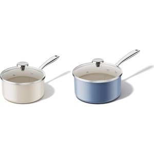 image:imageRedchef Ceramic Sauce Pan with Lid 25QT35QT White amp Blue Saucepans Set Nonstick Cooking Pot Set with StayCool Handle Non Toxic Small Pot PTFE amp PFOA Free Oven Dishwasher Induction Safe