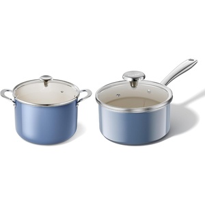 image:imageRedchef Ceramic Stock Pot and Saucepan with Lids Nonstick Cooking Pot Set for All Stovetops StayCool Handles Even Heating Oven and Dishwasher Safe PFOA and PTFE Free Blue