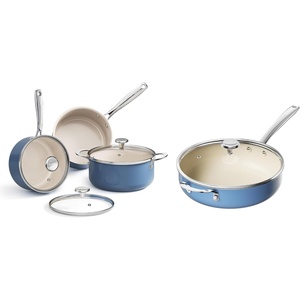 image:imageRedchef Cooking Pot Set Induction 5Qt Saucepan Set 2535Qt 5QT Ceramic Saute Pan with Lid Compatible All Cooktops PTFE PFAS Free Blue