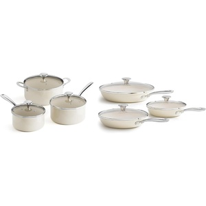 image:imageRedchef Cooking Pot Set Induction 5Qt Saucepan Set 2535Qt 8 95 11 Frying Pan Set with Tempered Glass Lids StayCool Handles OvenDishwasher Safe PTFE PFAS Free Beige