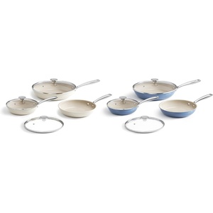 image:imageRedchef Nonstick 12Piece Fry Pan Set 8 95 and 11 Inch Frying Pans with Tempered Glass Lids StayCool Handles Dishwasher amp Oven Safe Induction Safe Compatible with All Cooktops beige blue