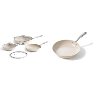 image:imageRedchef Nonstick 7Piece Fry Pan Set 8 95 and 11 Inch Frying Pans with Tempered Glass Lids StayCool Handles Dishwasher amp Oven Safe Induction Safe Compatible with All Cooktops beige