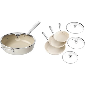 image:imageRedchef Nonstick Cookware Sets Frying Pan Set with Tempered Glass Lids StayCool Handles Dishwasher amp Oven Safe Compatible with All Cooktops Beige