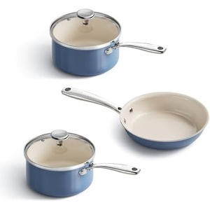 image:imageRedchef Nonstick Mini Cookware Set 8Ceramic Fry Pan 25QT Small Saucepan with Lid2Cooking Pot with StayCool Handles Compatible All Stovetops PFAS PFOA amp PTFEFree Blue