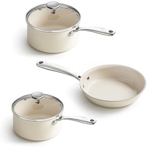 image:imageRedchef Nonstick Mini Cookware Set 8Ceramic Fry Pan 25QT35QT Small SaucepanCooking Pot with StayCool Handles Compatible All Stovetops PFAS PFOA amp PTFEFree Beige