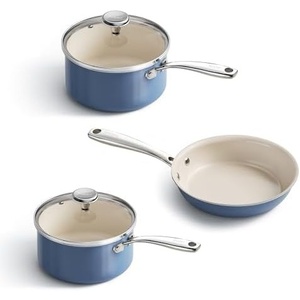 image:imageRedchef Nonstick Mini Cookware Set 8Ceramic Fry Pan 25QT35QT Small SaucepanCooking Pot with StayCool Handles Compatible All Stovetops PFAS PFOA amp PTFEFree Blue