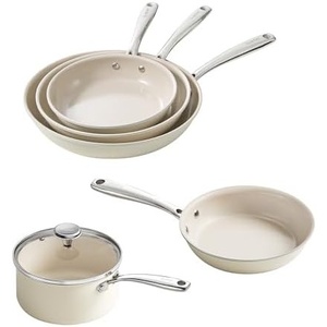 image:imageRedchef Nonstick Mini Cookware Set 8Ceramic Fry Pan 25Qt Saucepan with Lid8 95 11 Ceramic Frying Pan Set PFAS amp PTFE amp PFOA Free with Stay Cool HandleDishwasher amp Oven SafeBeige